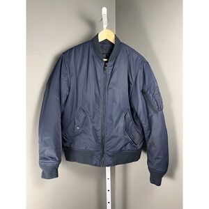 Uniqlo SZ S Men's MA-1 Navy Bomber Jacket Full Zip Pockets Coat
